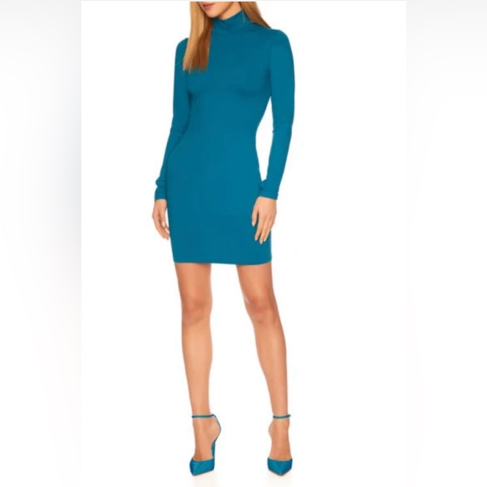 Susana Monaco Teal Ribbed Bodycon Dress